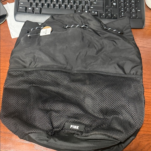 PINK Victoria's Secret Handbags - PINK Victoria's Secret Black Backpack with Mesh Accent